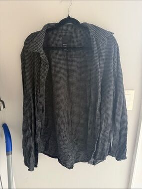 H&M Men's Gray Check Button-Up Jacket Shirt